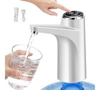 LYPPUL Dispensador de Agua Eléctrico, Dispensador de Agua Fría Automático de USB, Grifo Eléctrico para Garrafas de Agua Fría, Portátil y Recargable para Casa, Oficina, Cocina y Camping (Blanco)