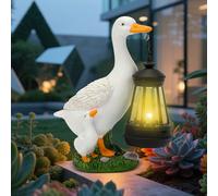 LYPPUL Figuras decorativas de jardín para exteriores, lámpara LED de jardín con linterna solar, divertida lámpara solar resistente al agua, figura decorativa de jardín, pato, figuras de jardín para