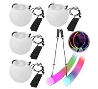 LYPPUL LED Loi Balls, 4 PCS LED Then Juggling Balls, Luminous Juggling Balls with Colours Rainbow Stroboscopic Effect, Adjustable Colorful Luminous Ball for Beginners Children Adults