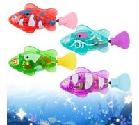 LYPPUL Peces robóticos, 4 piezas de peces electrónicos para mascotas | Peces eléctricos con luminoso, Robo peces gato juguete, gato juguete, robot de pescado para la bañera de la piscina del gato