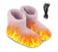 LYPPUL Zapatos Calefactores Electricos, 35-39 Zapatos Calientes Eléctricos, Calentador de pies USB, Calentadores de pies de Invierno, Lavables, Botas Calefactables Suaves y Relajantes（Rosa）
