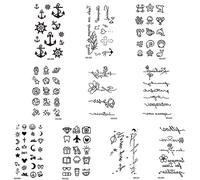 LYQNIHOB 10 Hojas de Tatuajes Temporales Negros, Impermeables para Adultos y Niños Falsos Tatuajes para Hombres y Mujeres