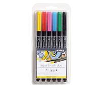LYRA Aqua Brush Duo, Rotuladores doble punta, paquete 6 unidades, tonos primarios