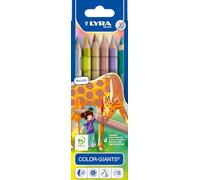 LYRA Color Giants Lápices metalizados, caja cartón, 6 ud. | Lápices de colores de madera, hexagonales, mina de 6,3 mm, colores surtidos