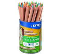 LYRA 3x 4-COLOR Gigante Súper Jumbo Lápices de Colores Madera Natural Acabado
