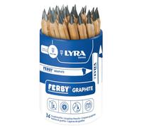 LYRA Ferby Graphite, Lápices de grafito, triangulares, mina 6,3 mm, B, bote de cartón, 36 uds