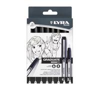 LYRA Graduate, Rotulador calibrado de punta fina, Punta fina, Caja de cartón, Surtido de puntas, 8 unidades