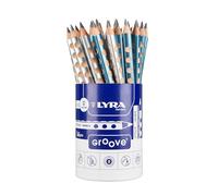 LYRA Groove Graphite, Lápices de grafito ergonómicos, B, lacados en colores metálicos, 36 unidades, bote de cartón