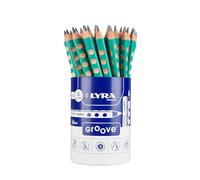 LYRA Groove Graphite, Lápices de grafito ergonómicos, triangulares, mina 4,3mm, Bote de cartón, B, lacado turquesa, 36 unidades