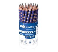 LYRA Groove Graphite, Lápices de grafito ergonómicos, triangulares, zona de agarre ergonómica, mina 4,3mm, Bote de cartón, B, lacado azul, 36 unidades