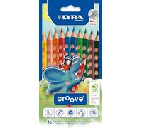 Lyra Lápices de colores Groove madera triangular gruesos lacados estuche cartón 10 colores surtidos