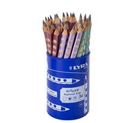 LYRA Groove, Lápices de grafito, Triangular con zona de grip natural, Bote de plástico, B, Metálico, 36 unidades