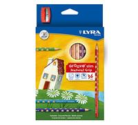 Lyra Groove Slim - Estuche 36 lápices de colores y mina de 3.3 mm diámetro y sacapuntas, Multicolor