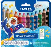 LYRA Groove Triple - Estuche con 12 lápices de colores y mina, diámetro 10 mm, multicolor