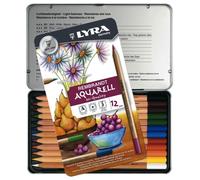 LYRA Rembrandt Aquarell, Lápices de Colores Acuarelables para Bellas Artes, hexagonal, Estuche de Metal, colores surtidos, 12 unidades