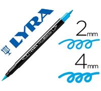 Lyra Rotulador Aqua Brush Acuarelable Doble Punta Fina y Pincel Azul Claro
