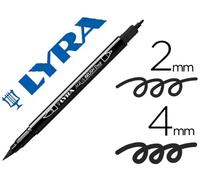 Lyra Rotulador Aqua Brush Acuarelable Doble Punta Fina y Pincel Negro