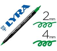 Lyra Rotulador Aqua Brush Acuarelable Doble Punta Fina y Pincel, Tinta Base Agua, Color Verde