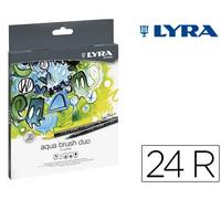 Lyra Rotulador Aqua Brush Duo Caja de 24 Colores con Punta Pincel y Punta Fina para Artistas y Diseñadores