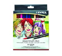 LYRA Rotulador Pincel Doble Punta, Punta Fina Redonda y Pincel, Caja de Cartón, Colores Surtidos Manga, 12 Unidades