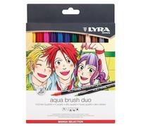 LYRA Rotulador Pincel Doble Punta, Punta Fina Redonda y Pincel, Caja de Cartón, Colores Surtidos Manga, 12 Unidades