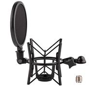 LYRCRO Microphone Shock Mount with Integrated Pop Shield for Rode Mics like K2, NT1-A,NT1000, NT2-A, NT2000, NTK, Podcaster and Procaster (20mm Internal Thread).
