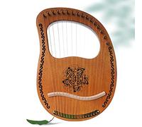 Lyre Harp, 16 arpa de cuerdas de metal, instrumento de caoba de madera maciza con llave de ajuste y curso de inglés para niños principiantes, el mejor regalo para el entusiasta de la música