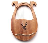 Lyre Harp, 16 cuerdas de metal, arpa de lise de caoba, con bolsa duradera y llave de ajuste, instrumento para adultos/niños, forma de reno (Color : Burlywood)