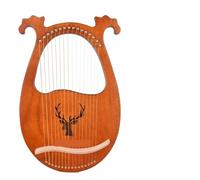 Lyre Harp Arpa de Lira 16 cuerdas, instrumento madera maciza con patrón alce, martillo afinación for principiantes