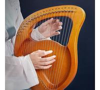 Lyre Harp con Llave de Ajuste Instrumentos de Cuerda, Principiante 21/24 Cuerdas Arpa de Lira para Bodas, Cámping Fiesta de Cumpleaños Arpa de Palanca(24-string,C)