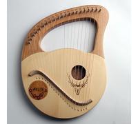 Lyre Harp con Llave de Ajuste Instrumentos de Cuerda, Principiante 21/24 Cuerdas Arpa de Lira para Bodas, Cámping Fiesta de Cumpleaños Arpa de Palanca(21-string,A)