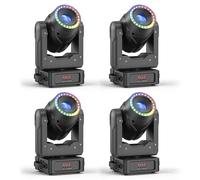 Lyre LED 150W luz de escenario cabeza móvil, RGBW Gobo dmx512 foco zoom luces de fiesta con efecto de enfoque 13°-15° 7 patrones 7 colores 3 prismas para escenario disco DJ bar fiesta Navidad 4PCS