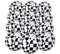 Lyreh 12uds Pelotas Playa Carreras, Pelotas Playa Inflables con Bandera a Cuadros Blancos y Negros Artículos Prácticos para Fiestas Temáticas Carreras para Cumpleaños Piscinas Verano