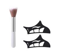 Lyreh 2 Plantillas de Sombras de Ojos con Pincel, Herramienta Ayuda para el Maquillaje Ojos Herramienta Maquillaje Rápida y Conveniente Asistente de Sombras Silicona (Negro)