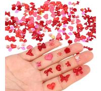 Lyreh 210 Mini Figuras de Resina para San Valentín, Surtido de Rosas Rojas en Forma Corazón y Labios Rojos Adornos Estatuas Pequeñas Figuras Resina Decoración para Manualidades Aniversario