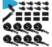 Lyreh 24uds Kit Fijación de Carrete de Cubierta Solar para Piscina, Que Incluye 8uds Correas Manta Solar Nailon con Ganchos y 8 Clips y 8 Cierres Táctiles Ideal para Accesorios Piscinas Enterradas