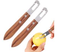 Lyreh 2uds Pelador de Limones, 14x2cm Inoxidable Madera Peladores Cítricos Acero Esfuerzo Prácticos Práctica Pelar Cuchillos para Pomelo Lima Pomelo Naranja Limón