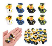 Lyreh 40uds Mini Patos Homenaje Veteranos, Resina Miniaturas Soldados Militares Patos Pequeños Divertidos Juguetes Uniforme Prácticos Accesorios Decoración para Micropaisajes Jardines Casas Coches