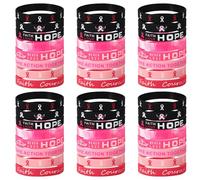 Lyreh 48uds Pulseras Cinta Rosa Silicona, 8 Estilos Pulseras Inspiradoras Silicona con Lazo Rosa Accesorios Prácticos para Fe Valentía para Regalos Eventos Benéficos Artículos Fiesta