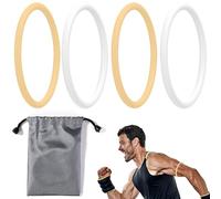 Lyreh 4uds Bandas Soporte Tendón Rotuliano, Banda Rótula Silicone Estabilizador con Bolsa Almacenamiento Rodillera Elástica Patela para Hombres Mujeres Carrera Fútbol Senderismo (Blanco, Beige)