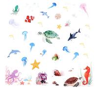 Lyreh 6uds Pegatina Antideslizante Bañera Niño, Temática de Océano Pegatina Antideslizante Baño Infantil con Adhesivo Fuerte Creativas y Bonitas para Bañera y Suelo de Ducha Decoración