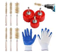 Lyreh 9 Piezas Juego de Limpiadores Tubos Cobre para Taladro, 1,27cm 1,91cm 2,54cm Cepillo Limpieza Tubos Aleación & 6 Cepillos Alambre con Guantes para Latón y Bronce Mantenimiento Soldadura