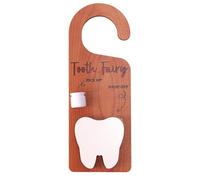 Lyreh Colgador Puerta del Hada los Dientes, 25,5x9,3cm Caja Hada de los Dientes de Madera con Ranura Dinero para Fomentar Buenos Hábitos y Celebrar Hitos(Marrón)