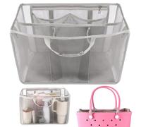 Lyreh Organizador de playa Compatible con Con Bogg Bolsa, XL Tote de playa Diseño de forro de malla Almacenamiento portátil Cosméticos Gafas de sol Taza de agua