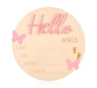 Lyreh Tablero Anuncio Bebé, Placa Hello World Madera Recién Nacidos Letrero con Nombre para Bebés Niña Niño Accesorios Fotográficos para Hospital Habitación Infantil Hogar