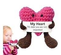Lyricalist Crochet Pocket Hug Heart - Knit Heart Pocket Hug Lindo, regalos cariñosos Artesanía Hecho a mano | Good LuckGifts, Charm de bolsillo para tejer en forma de corazón de ganchillo, Aro