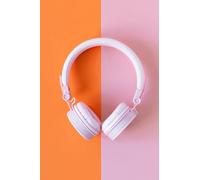 Lyricist's Muse: 6x9 Soft Matte Songwriting Journal with 101 Lined Pages and Date Spaces - Vibrant Orange & Pink Headphone Cover for Capturing Musical ... for Writers and Music Lovers | Made in USA
