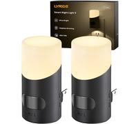 Lyridz Luz nocturna con sensor de movimiento, iluminación superior e inferior, ultrabrillante, 2 unidades, lámpara de noche regulable, luz blanca cálida, luz nocturna LED con 3 modos para dormitorio