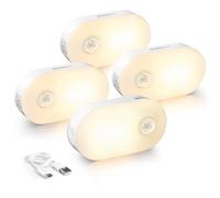 LYRIDZ - Luz nocturna recargable con sensor de movimiento para cualquier lugar, luz blanca cálida de 1 a 20 lúmenes, luz LED con atardecer hasta el amanecer, pasillo, paquete de 4