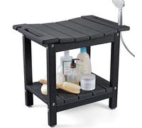 LyriFine Banco de ducha, taburete de ducha impermeable de polietileno de alta densidad de 18.5 pulgadas para el interior de la ducha, silla de ducha de baño con soporte para cabezal de ducha, taburete